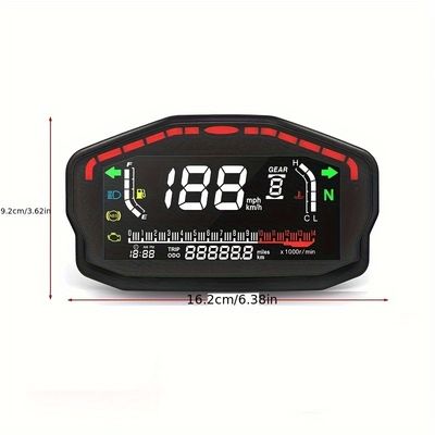 Universal Digital Odometer Tachometer Speedometer Meter for Motorcycle Adjustable Speed Range 1-6 Gears
