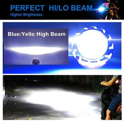 YAYE Built in Headlight 20W 2000LM Projector Lens Dual Color White Yellow Light Blue DRL DC12V  for Motorcycle