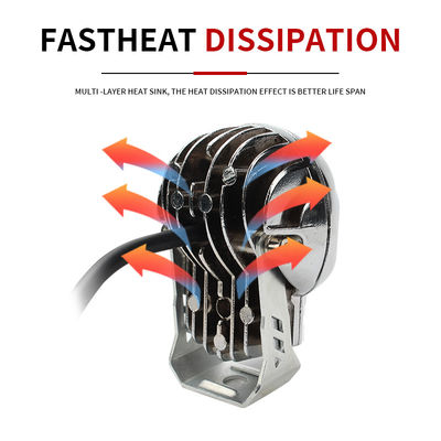 3inch  40W Dual Color Led Spotlight Auxillary Motorcycle External Spotlight Skull Motorcycle Headlight Fog Lamp