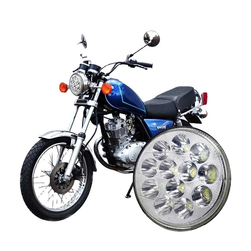 YAYE Front Driving Light 5-3/4 5.75 Inch GN125 12 LED Accessory White High Low Beam Blue DRL Motorcycle Headlight